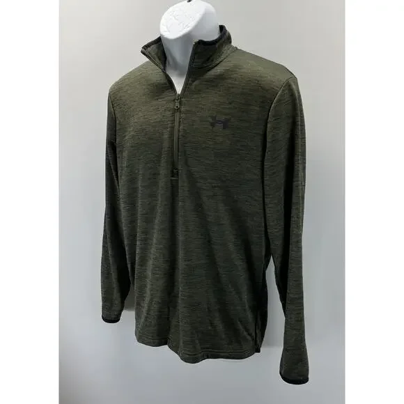 Under Armour CG Fleece Men's Small 1/2 Zip Green Long Sleeve Activewear Top - Picture 3 of 7